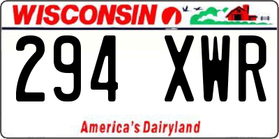 WI license plate 294XWR