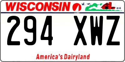 WI license plate 294XWZ
