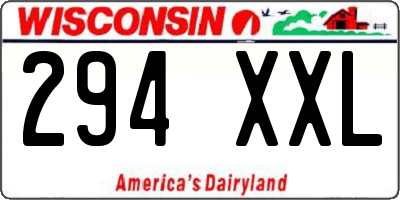WI license plate 294XXL