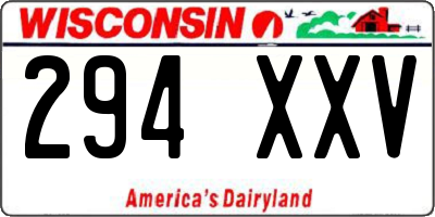 WI license plate 294XXV
