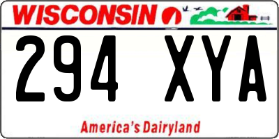WI license plate 294XYA