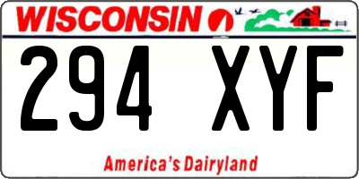 WI license plate 294XYF