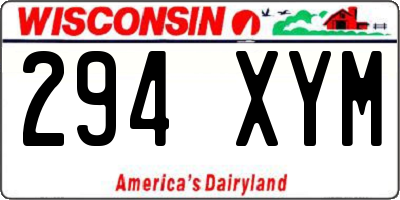 WI license plate 294XYM