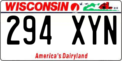 WI license plate 294XYN