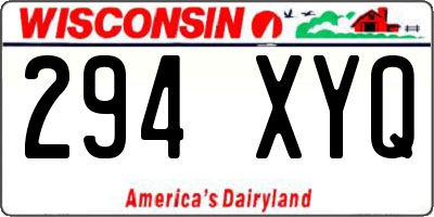 WI license plate 294XYQ