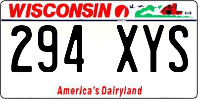 WI license plate 294XYS