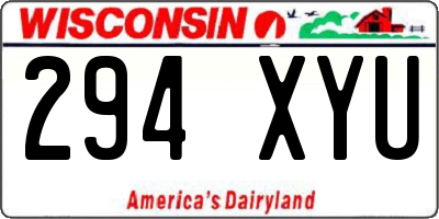 WI license plate 294XYU