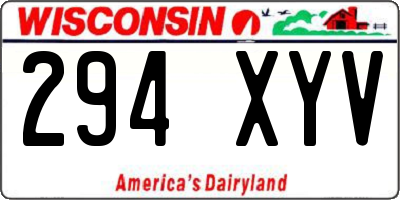 WI license plate 294XYV