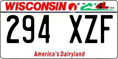 WI license plate 294XZF