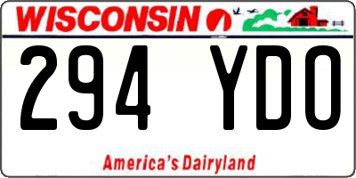 WI license plate 294YDO