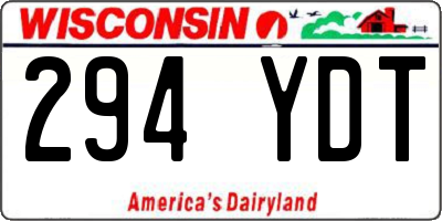 WI license plate 294YDT