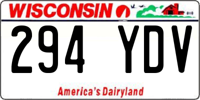 WI license plate 294YDV