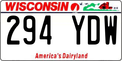 WI license plate 294YDW