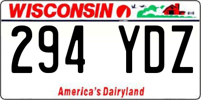 WI license plate 294YDZ