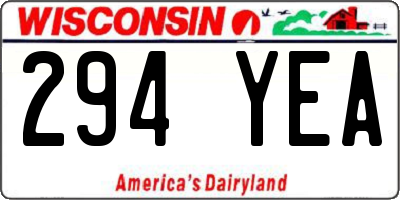 WI license plate 294YEA