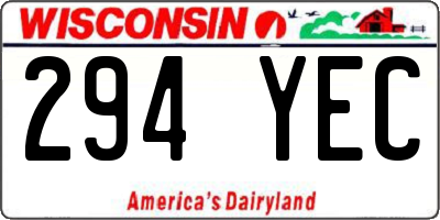 WI license plate 294YEC