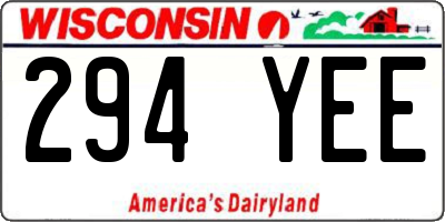 WI license plate 294YEE