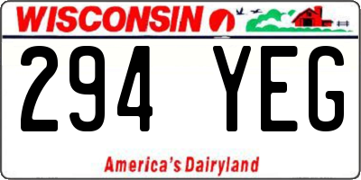 WI license plate 294YEG