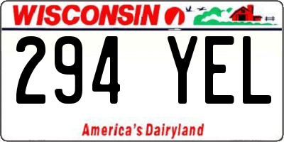 WI license plate 294YEL