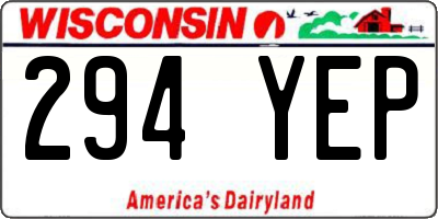 WI license plate 294YEP