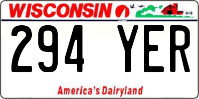 WI license plate 294YER