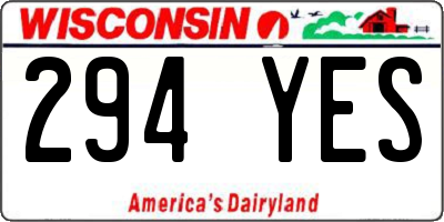 WI license plate 294YES
