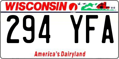 WI license plate 294YFA