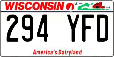 WI license plate 294YFD