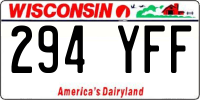 WI license plate 294YFF