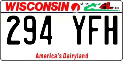 WI license plate 294YFH