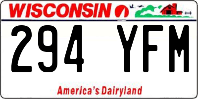 WI license plate 294YFM