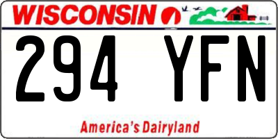 WI license plate 294YFN