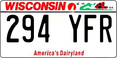 WI license plate 294YFR