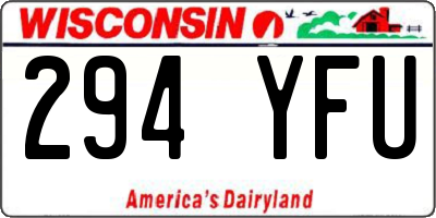 WI license plate 294YFU