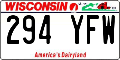 WI license plate 294YFW