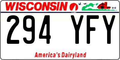WI license plate 294YFY
