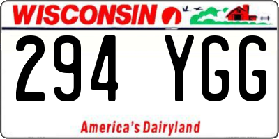 WI license plate 294YGG