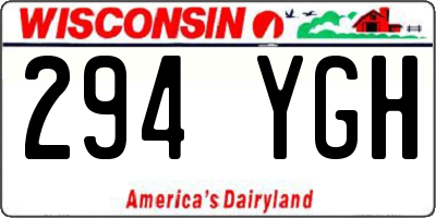 WI license plate 294YGH