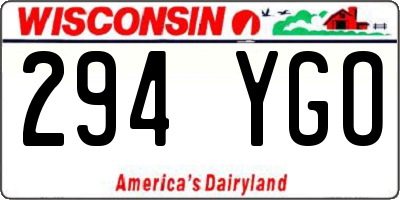 WI license plate 294YGO