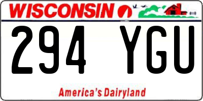 WI license plate 294YGU