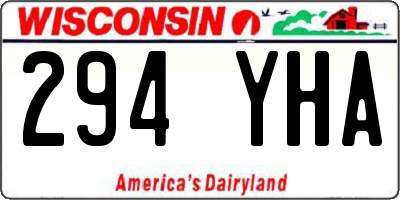 WI license plate 294YHA