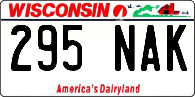 WI license plate 295NAK