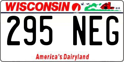 WI license plate 295NEG