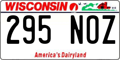 WI license plate 295NOZ