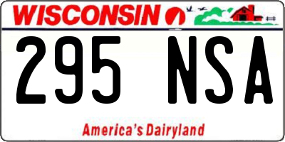 WI license plate 295NSA