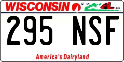 WI license plate 295NSF
