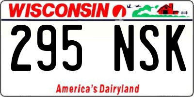 WI license plate 295NSK
