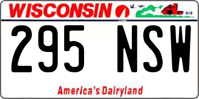 WI license plate 295NSW