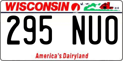 WI license plate 295NUO