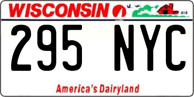 WI license plate 295NYC
